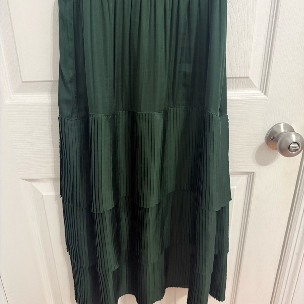 Banana Republic Forest Green High-Low Pleated Dress - Picture 2 of 5